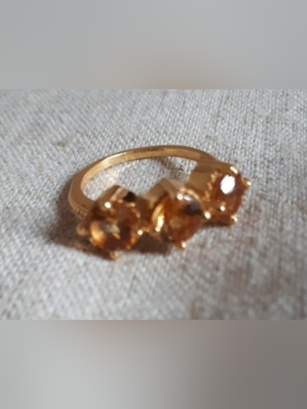 Natural Citrine Trilogy Gold Plated Ring